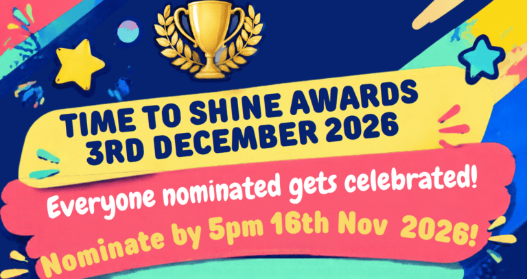 Nominations for the Time to Shine Awards 2026 are due by 5pm on 16 November 2026, ahead of the ceremony on 3 December 2026.